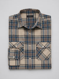 Men Shirt Check Teal Blue Regular Fit