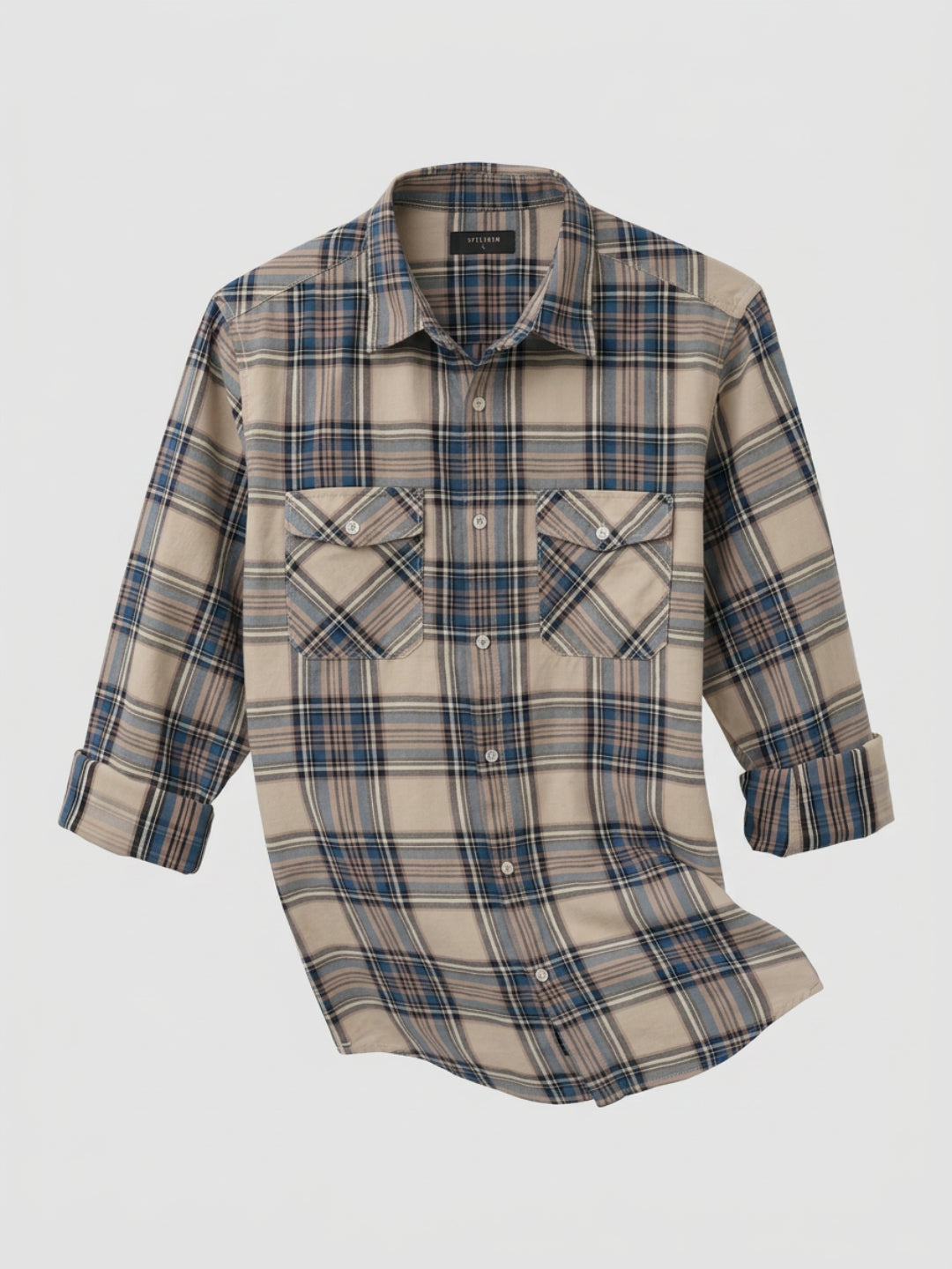 Men Shirt Check Teal Blue Regular Fit