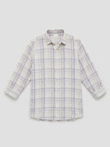 Men Shirt Check Lilac Regular Fit