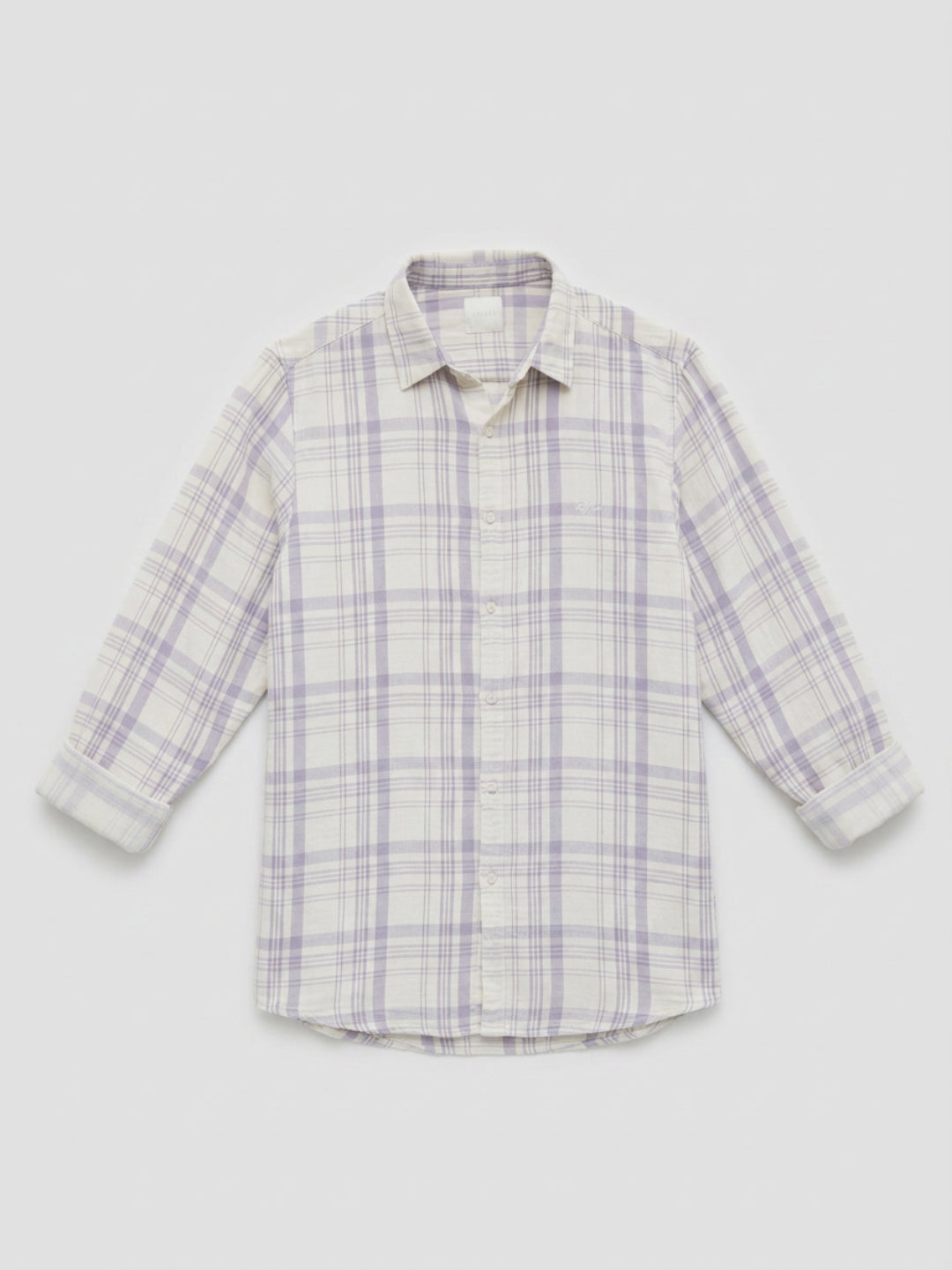 Men Shirt Check Lilac Regular Fit