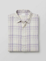 Men Shirt Check Lilac Regular Fit