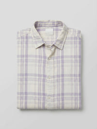 Men Shirt Check Lilac Regular Fit