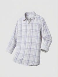 Men Shirt Check Lilac Regular Fit