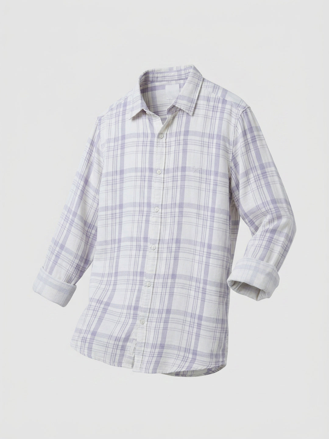 Men Shirt Check Lilac Regular Fit