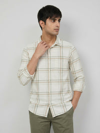 Men Shirt Check Off-White Regular Fit