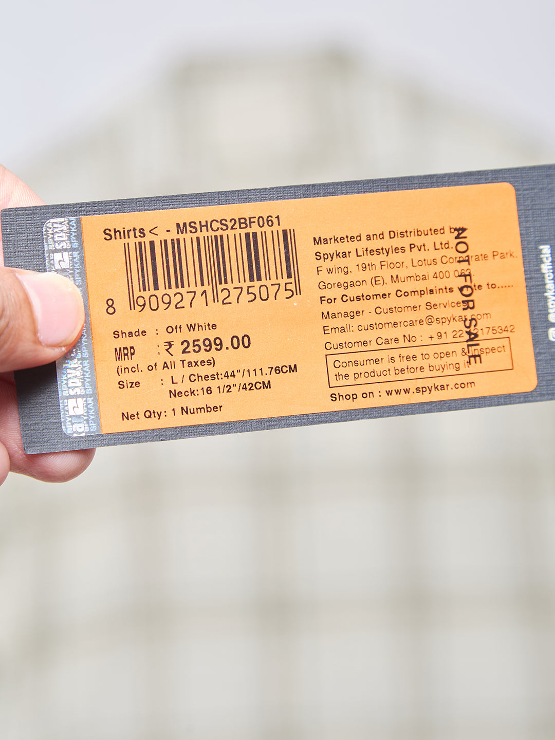 Men Shirt Check Off-White Regular Fit