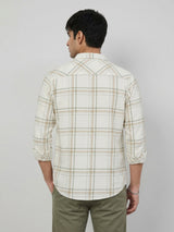 Men Shirt Check Off-White Regular Fit