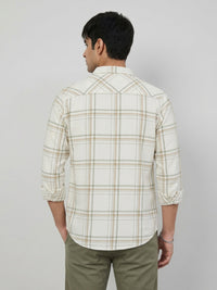 Men Shirt Check Off-White Regular Fit