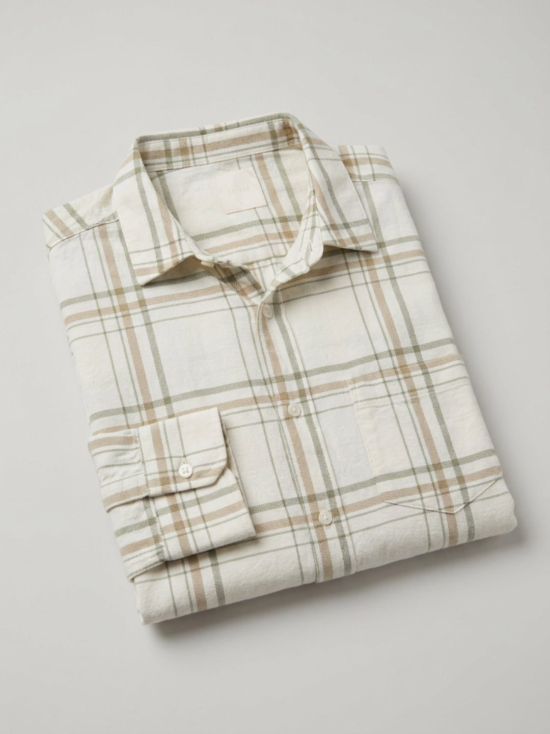 Men Shirt Check Off-White Regular Fit
