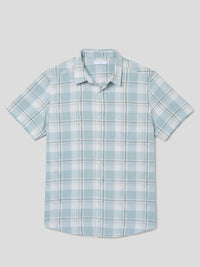 Men Shirt Check Ice Blue Regular Fit