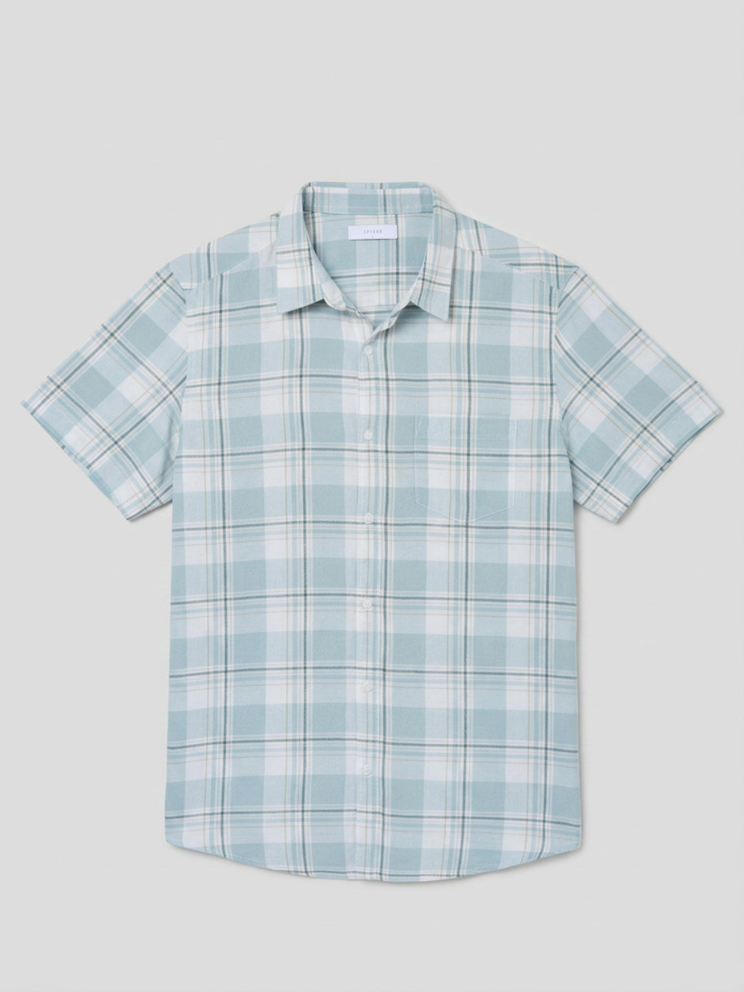Men Shirt Check Ice Blue Regular Fit