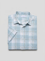 Men Shirt Check Ice Blue Regular Fit