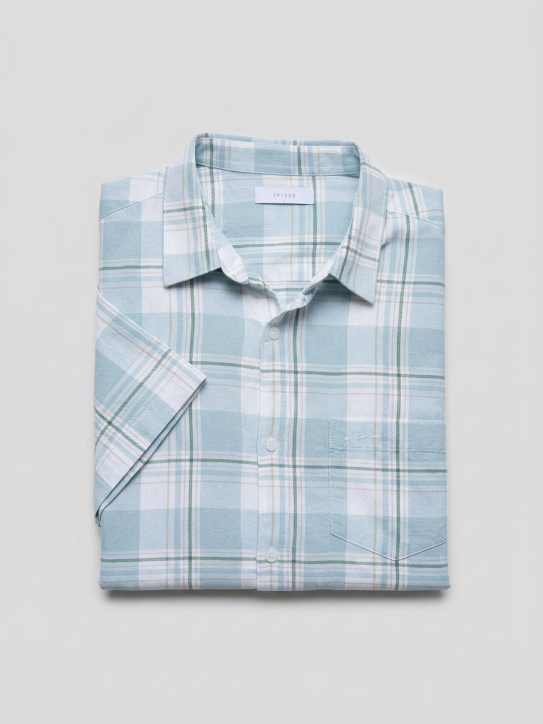 Men Shirt Check Ice Blue Regular Fit