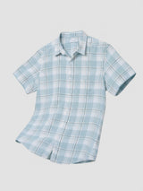 Men Shirt Check Ice Blue Regular Fit