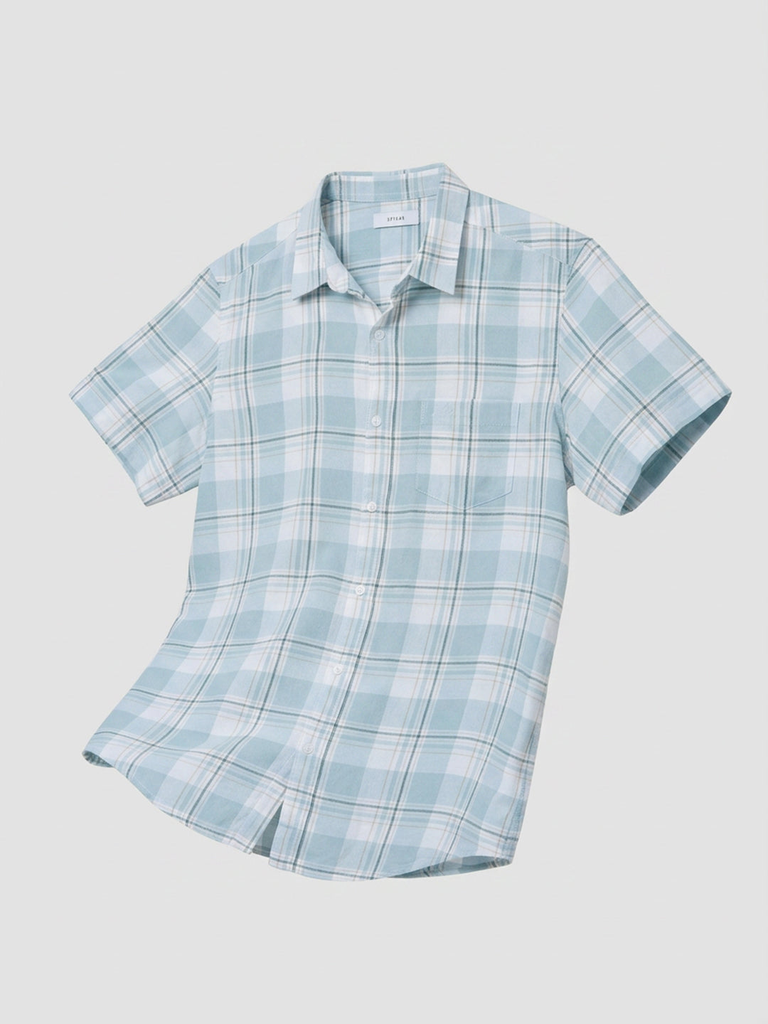Men Shirt Check Ice Blue Regular Fit