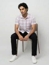 Men Shirt Check Lilac Regular Fit