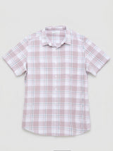 Men Shirt Check Lilac Regular Fit