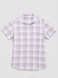 Men Shirt Check Lilac Regular Fit