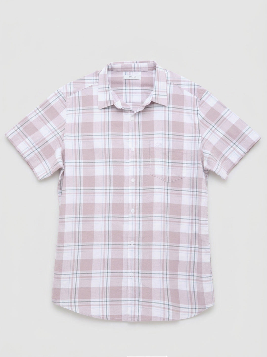 Men Shirt Check Lilac Regular Fit