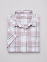 Men Shirt Check Lilac Regular Fit
