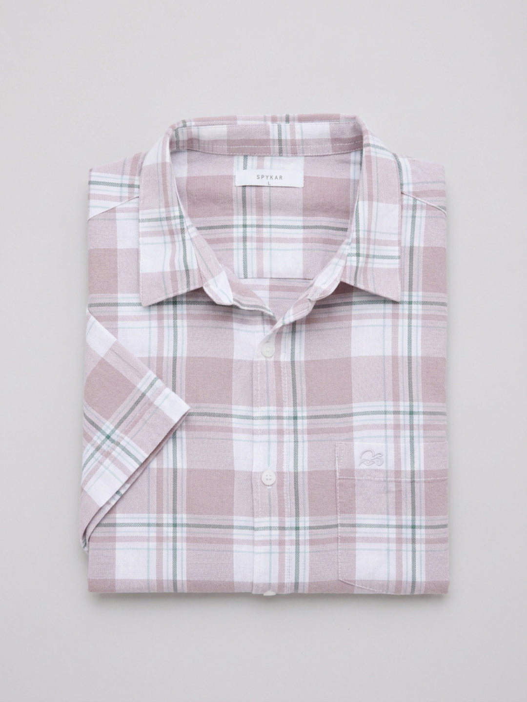 Men Shirt Check Lilac Regular Fit