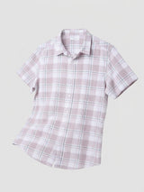 Men Shirt Check Lilac Regular Fit