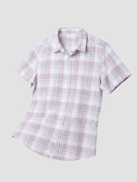 Men Shirt Check Lilac Regular Fit