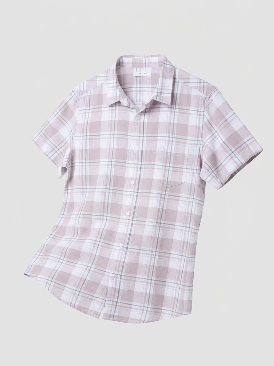 Men Shirt Check Lilac Regular Fit