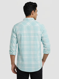 Men Shirt Check Green Regular Fit