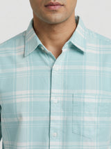Men Shirt Check Green Regular Fit