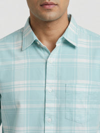 Men Shirt Check Green Regular Fit