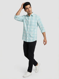 Men Shirt Check Green Regular Fit