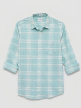 Men Shirt Check Green Regular Fit