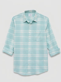Men Shirt Check Green Regular Fit