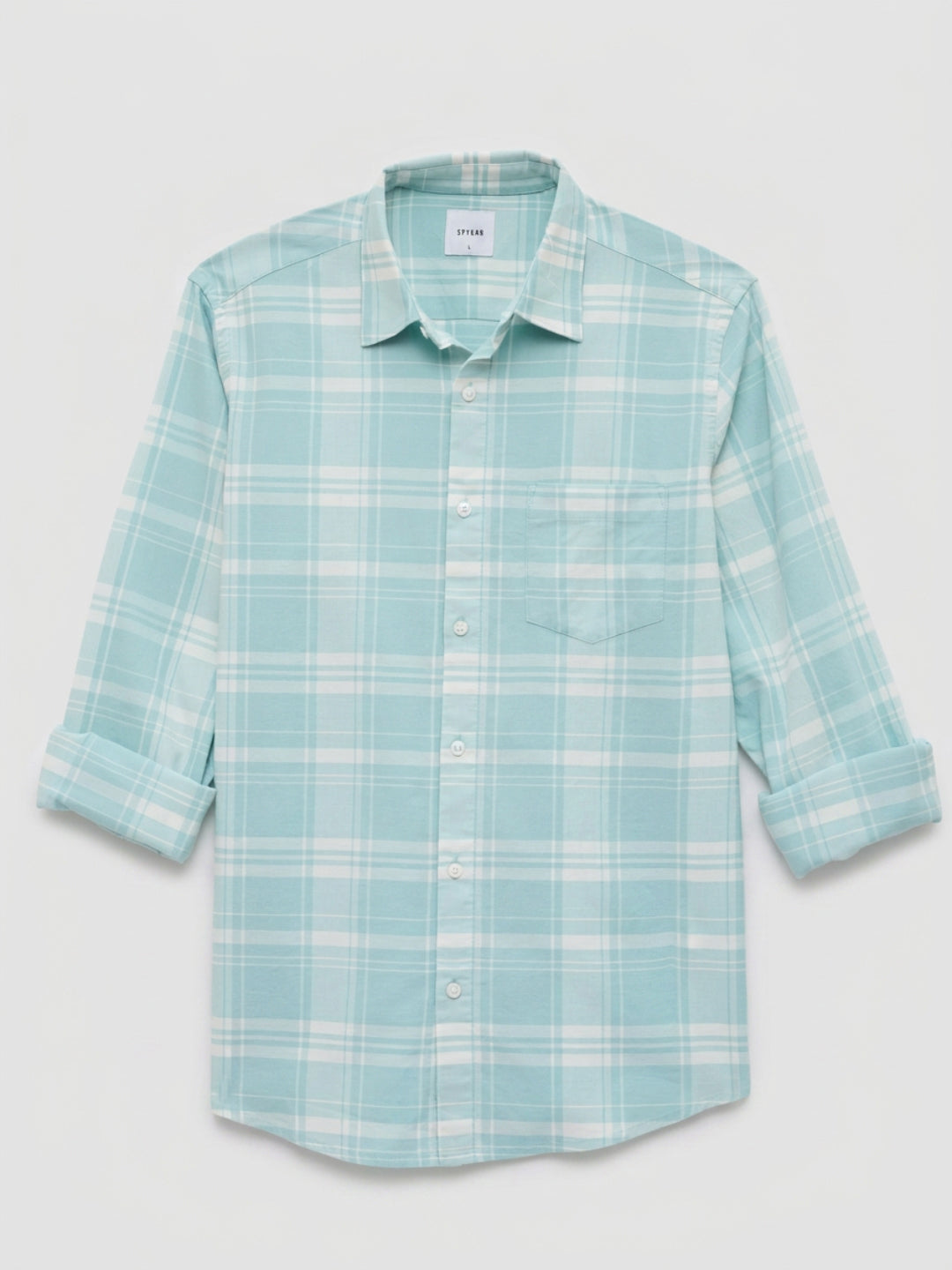 Men Shirt Check Green Regular Fit
