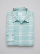 Men Shirt Check Green Regular Fit