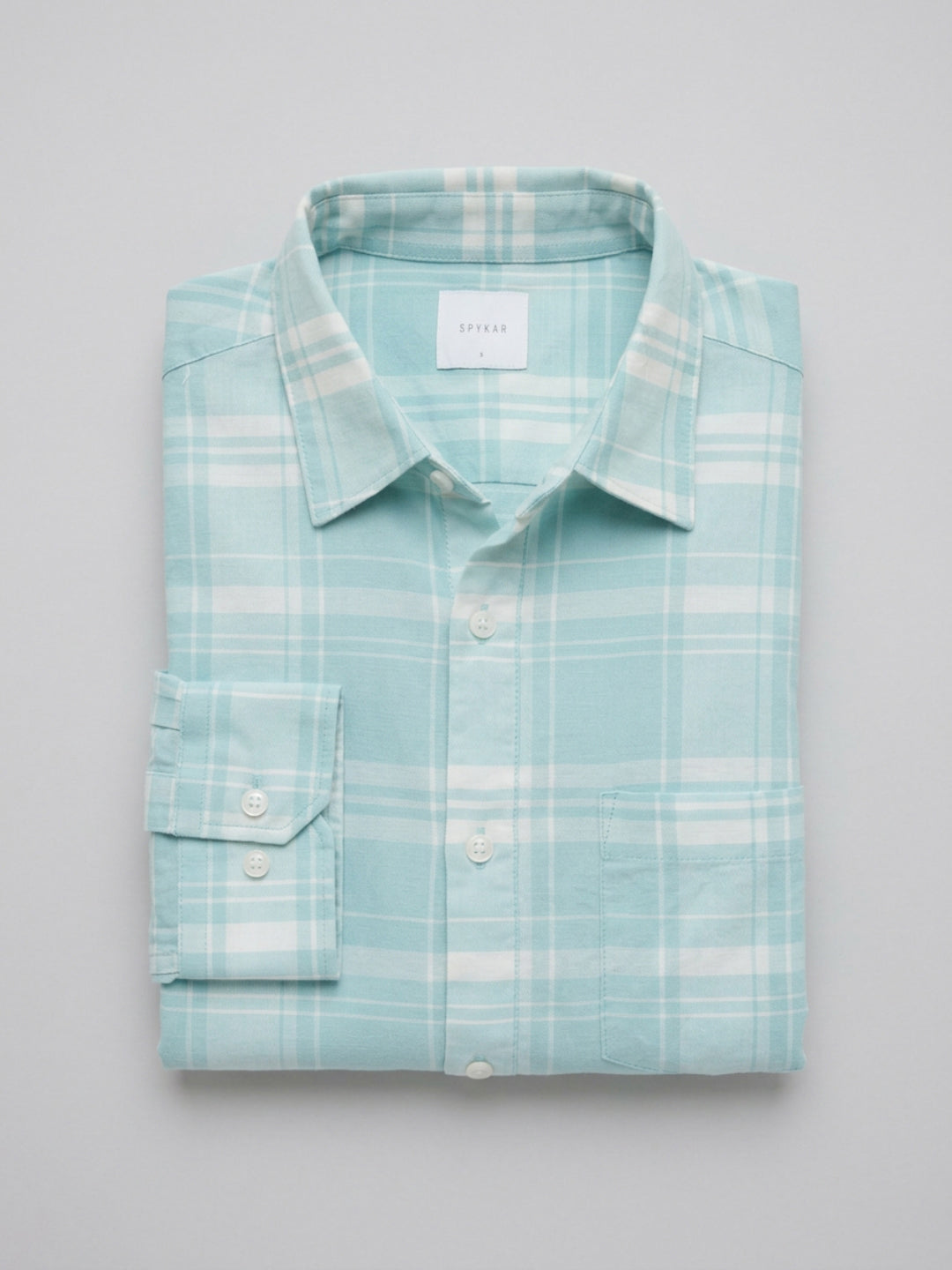Men Shirt Check Green Regular Fit