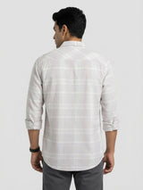 Men Shirt Check Beige Regular Fit