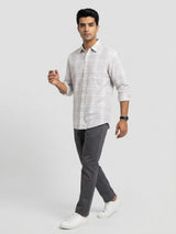 Men Shirt Check Beige Regular Fit