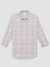 Men Shirt Check Beige Regular Fit