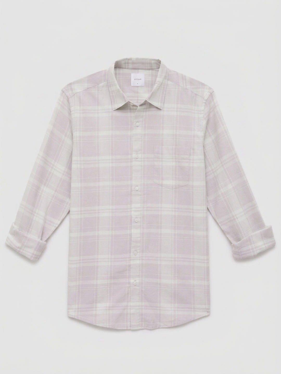 Men Shirt Check Beige Regular Fit