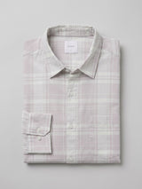 Men Shirt Check Beige Regular Fit