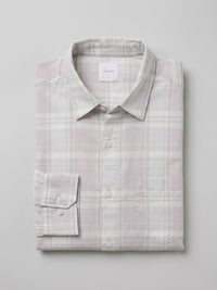 Men Shirt Check Beige Regular Fit