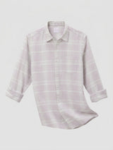 Men Shirt Check Beige Regular Fit