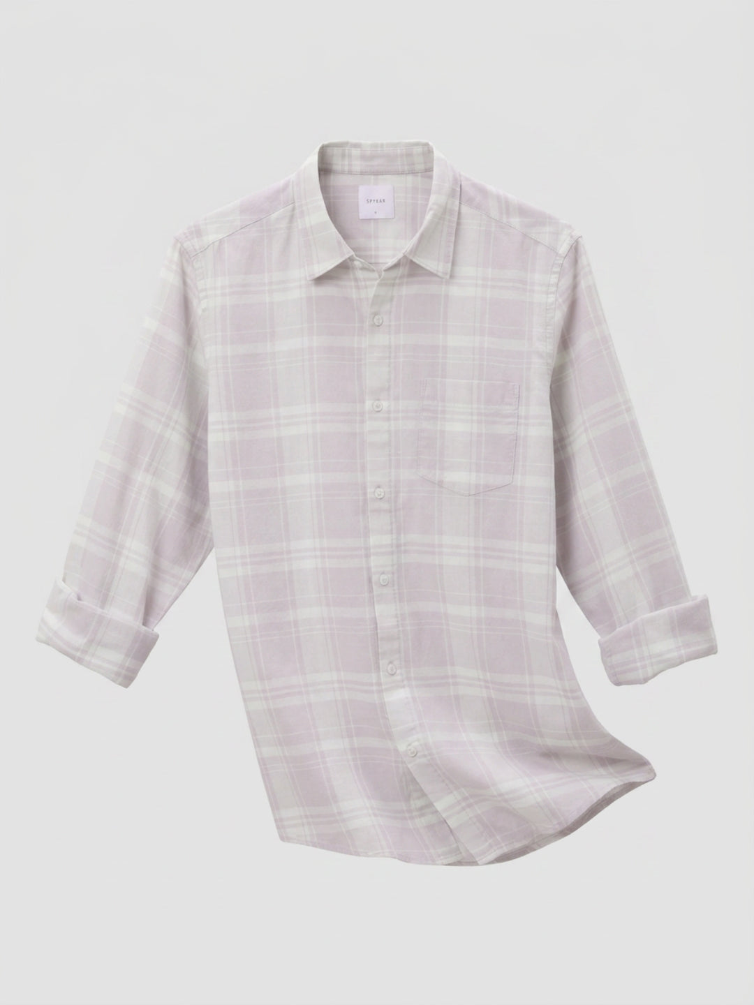 Men Shirt Check Beige Regular Fit