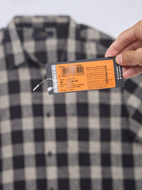 Men Shirt Check Jet Black Regular Fit