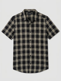 Men Shirt Check Jet Black Regular Fit