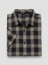 Men Shirt Check Jet Black Regular Fit