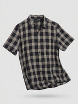 Men Shirt Check Jet Black Regular Fit