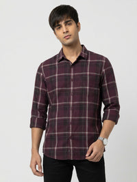 Men Shirt Check Red Regular Fit